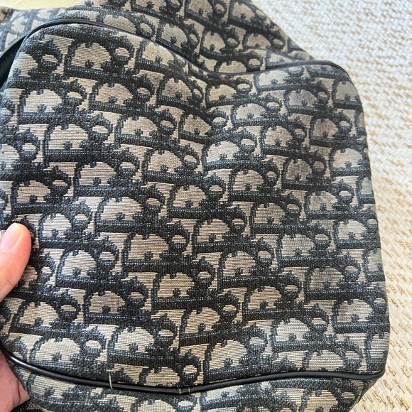 Dior vintage trotter Boston bag with leather lining. Dark blue. Made in France - Picture 6 of 10